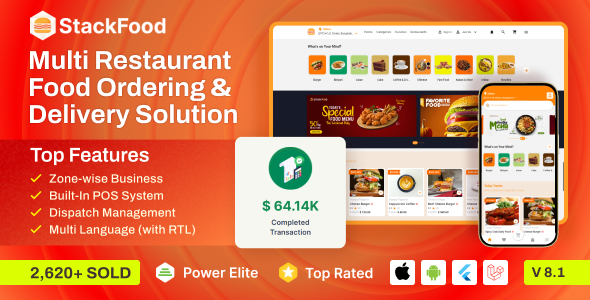 StackFood Multi Restaurant – Food Delivery App with Laravel Admin and Restaurant Panel 8.2