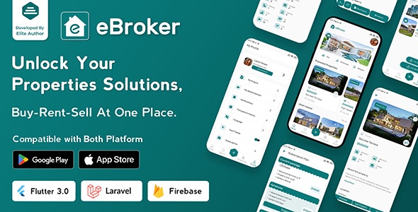 eBroker – Real Estate Property Buy-Rent-Sell Flutter app with Laravel Admin Panel | Web Version 1.2.3