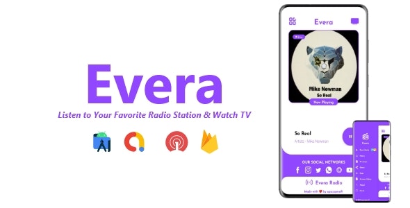 Evera - Single Station Radio TV App | ADMOB, FIREBASE, ONESIGNAL