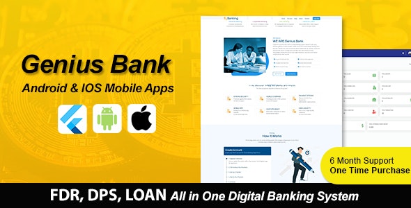 Genius Bank - All in One Digital Banking System Flutter Mobile Apps for Android and IOS
