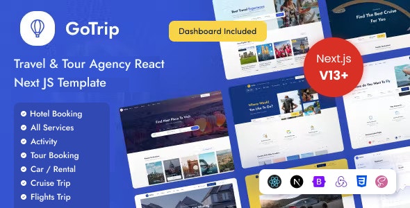 GoTrip - Travel Tour Agency React NextJS Template