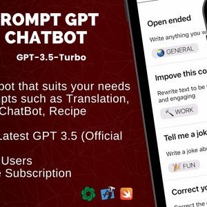 PromptGPT for IOS - AI Multi Chatbot based on ChatGPT GPT 3.5 and OpenAI | IOS Swift Full Applicatio